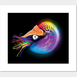 Rainbow Nautilus (with Glow) Posters and Art